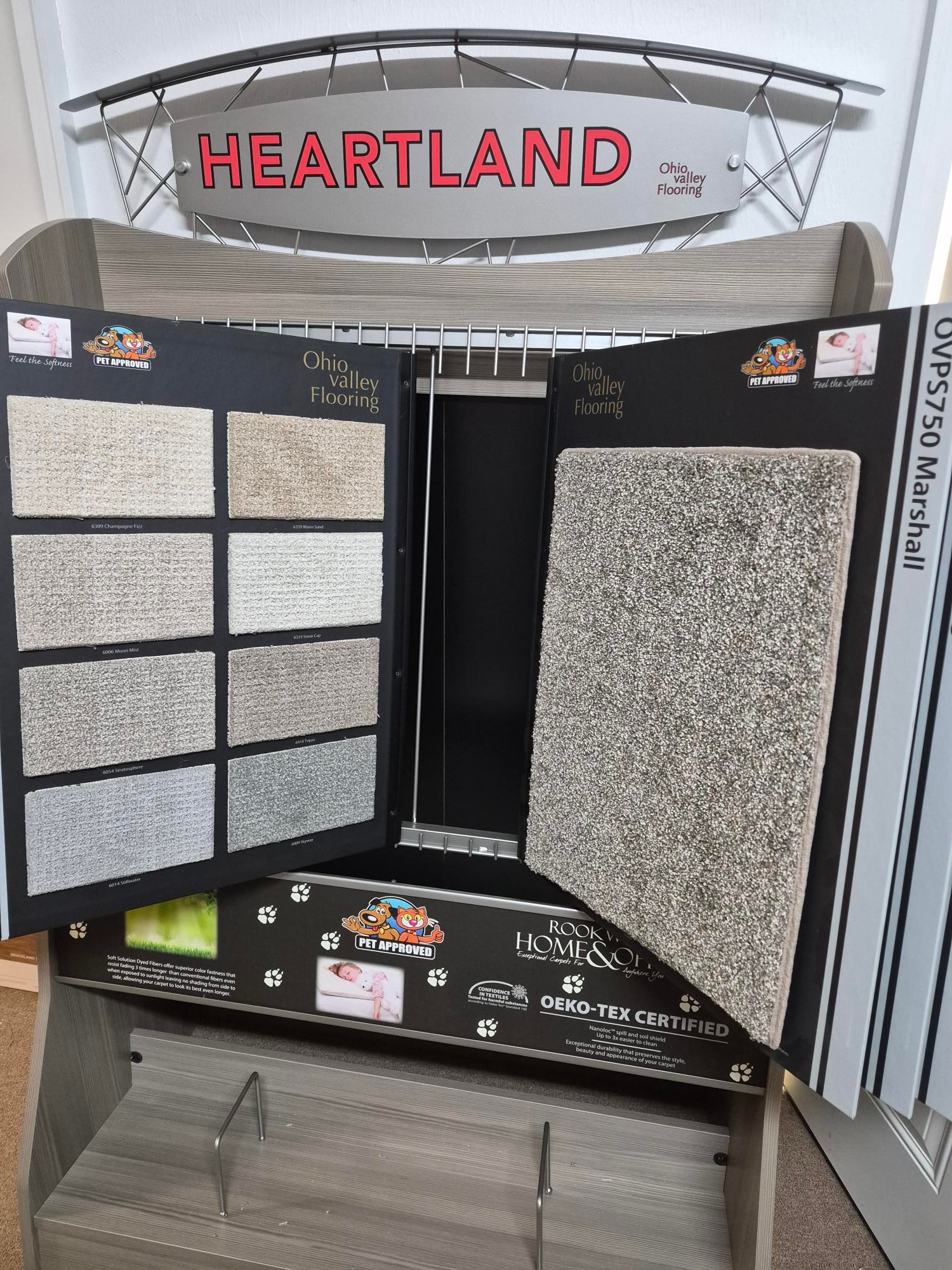 Heartland carpet display stand in showroom